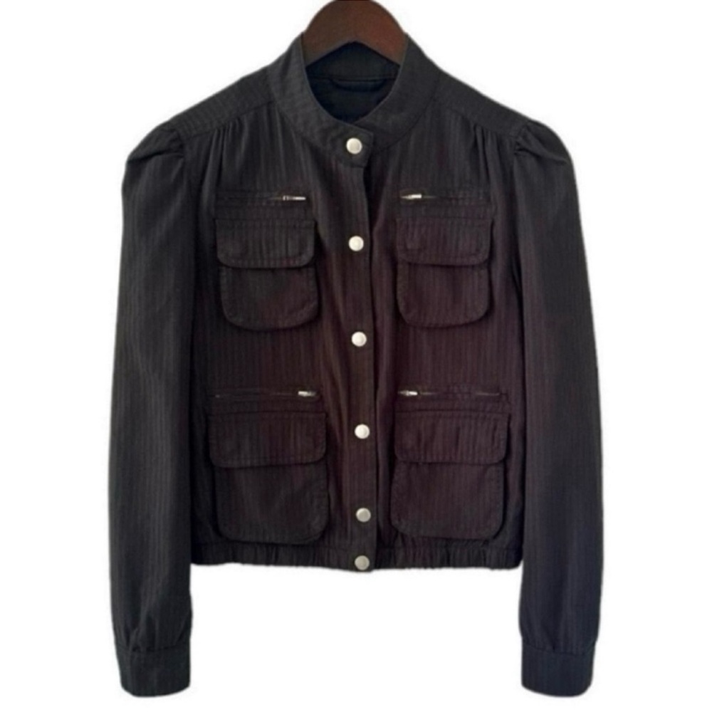 Gap Black Front Snap Military Lightweight Cotton Jacket Size XS